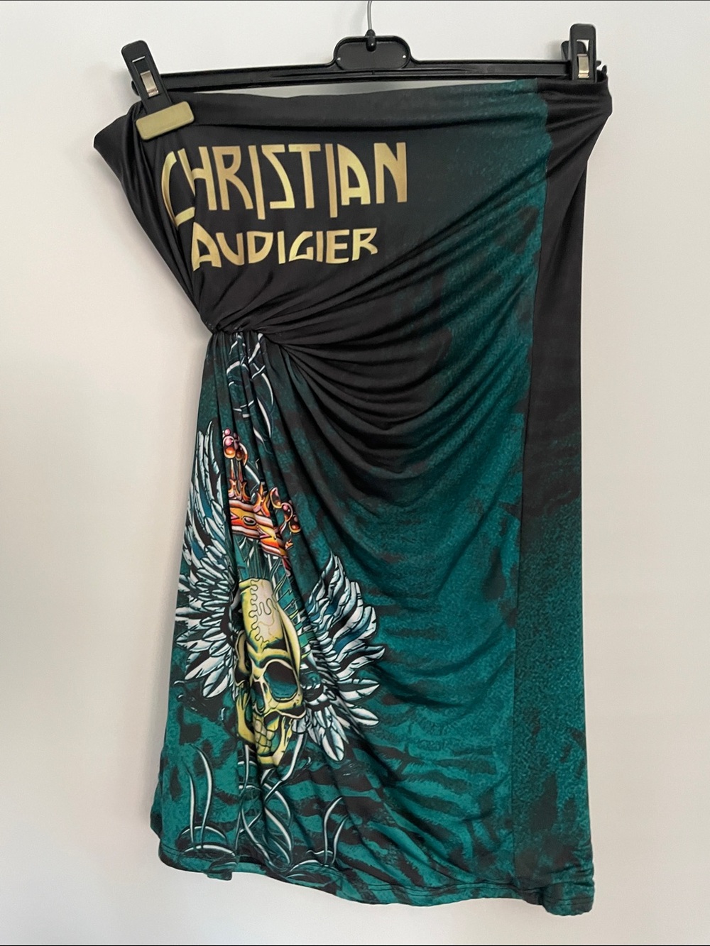 Christian Audigier Ed Hardy black stretch strapless dress tunic NWOT S